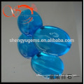 polished oval shape blue glass gesmtone with drill hole